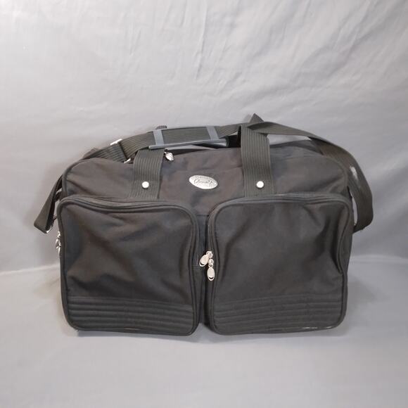 Vintage Rexford Ricardo Beverly Hills Black Canvas Carry On Duffel Bag Tote GUC - Picture 1 of 8